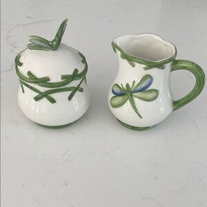 Mariposa Hand-Painted Ceramic Piece with Dragonfly Accents